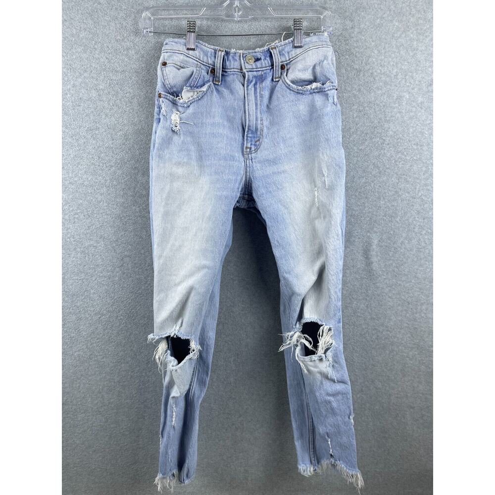 Abercrombie &‎ Fitch Size 27 4 Womens High Rise Mom Jeans Stretch Light Wash